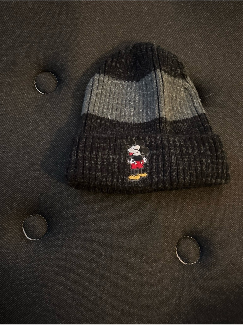 Disney Black and Gray Mickey Mouse Knit Beanie